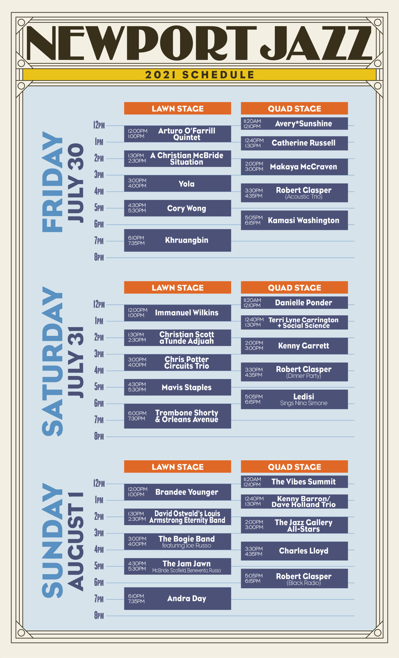 2021 Newport Jazz Schedule